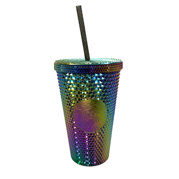 NWT STARBUCKS Limited Edition Studded  Rainbow Iridescent Tumbler Fall 2023 - Picture 1 of 5